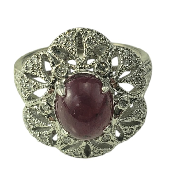 14 Karat White Gold Ruby and Diamond Ring Size 6.5 #20702 - Picture 2 of 8